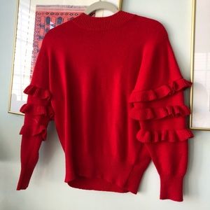 Line and Dot Anthropology Ruffled Sweater